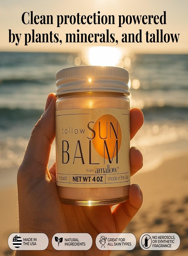 Amallow - Tallow Sun Balm with Zinc Oxide – Tinted Mineral Sun Balm with Cocoa Powder – Natural, Non-Nano Zinc Oxide, Organic Oils – No White Cast – Handcrafted in the USA – 4 oz - Image 2
